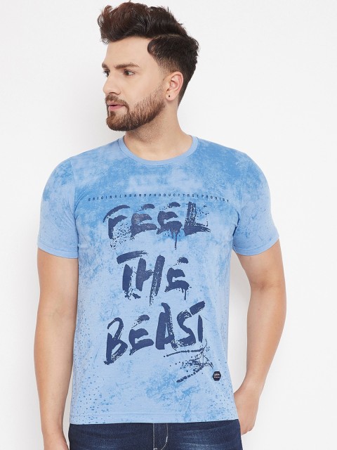 

Adobe Men Blue Printed Round Neck T-shirt