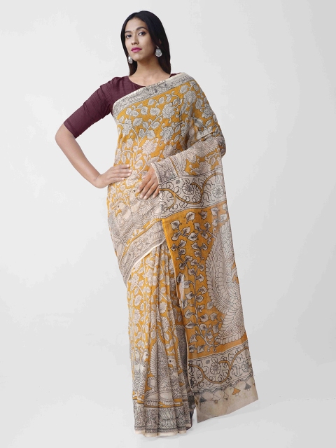 

Unnati Silks Yellow Pure Cotton Printed Kota Saree
