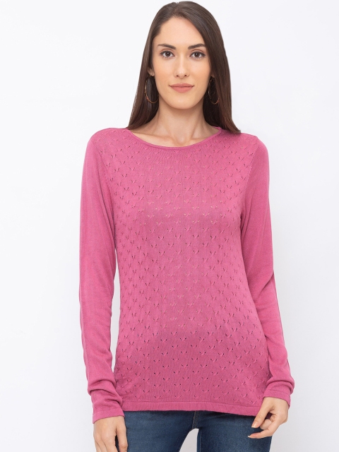 

Globus Women Pink Self Design Pure Cotton Top