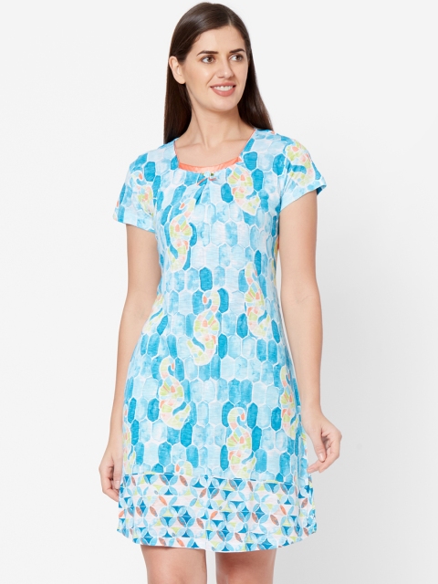 

Juliet Women Blue & Yellow Printed Sleep Shirt