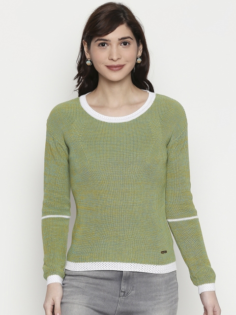 

Manola Women Green Ribbed Pullover Sweater