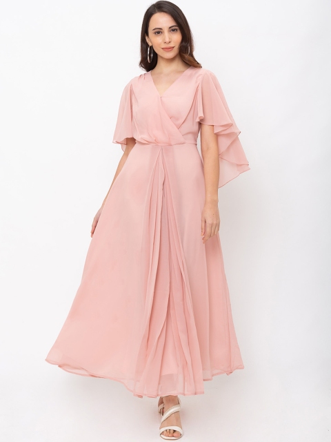 

Iti Women Peach-Coloured Solid Maxi Dress