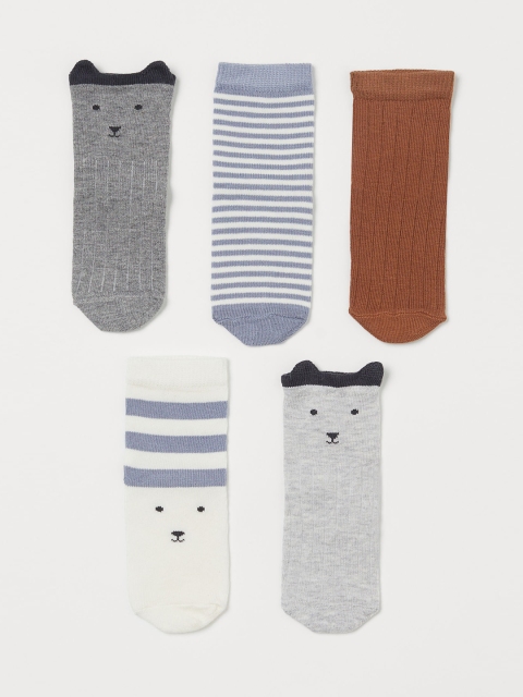 

H&M Men Pack Of 5 Patterned Ankle Length Socks, Multi