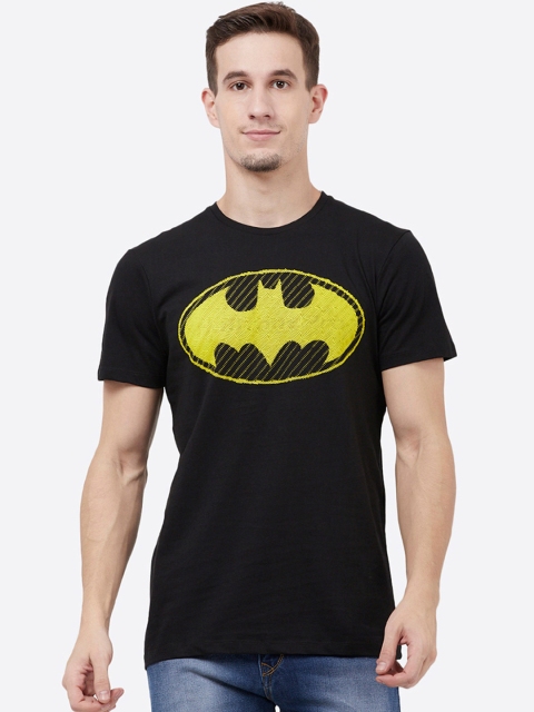 

Free Authority Men Black & Yellow Batman Printed Round Neck T-shirt