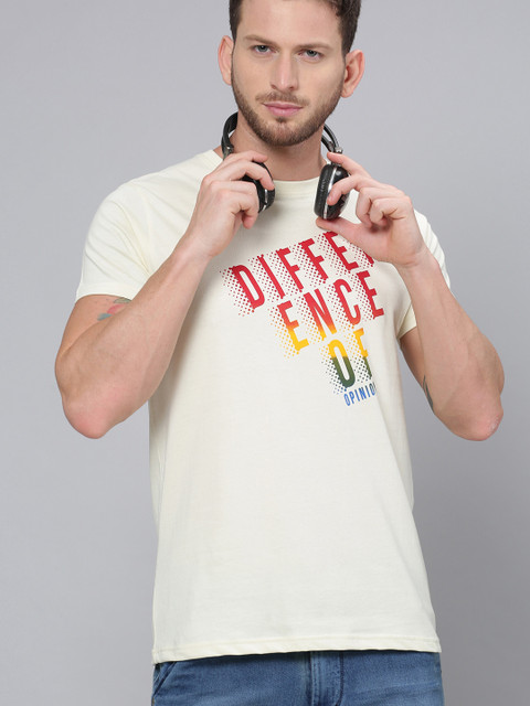 

Difference of Opinion Men Off-White & Red Brand Logo Print Round Neck T-shirt