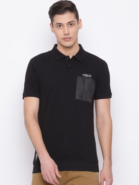

Richlook Men Black Solid Polo Collar T-shirt
