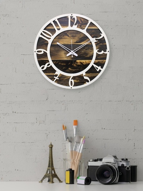 

Aura Brown & White Round Printed 38.1 cm Analogue Wall Clock