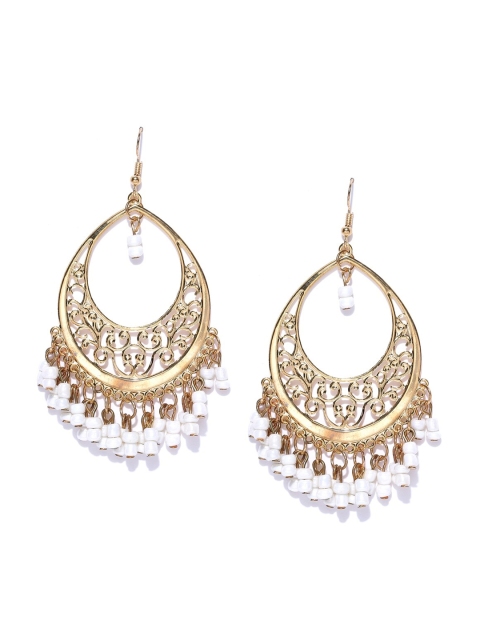 

Bellofox Gold & White Oval Filigree Jhumkas