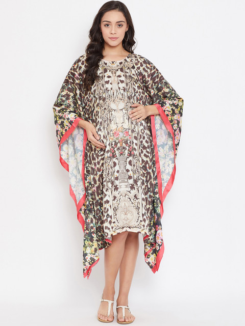 

The Kaftan Company Women Brown Printed Kaftan Dress