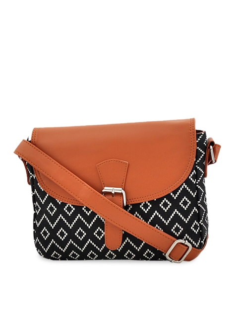 

STELLER Women Tan Brown & Black Colourblocked Sling Bag