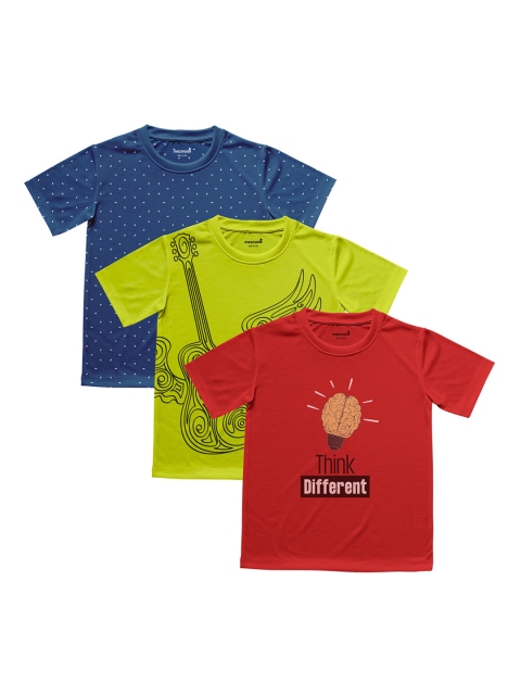 

mezmoda Boys Multicoloured Pack of 3 Printed Round Neck T-shirt, Red