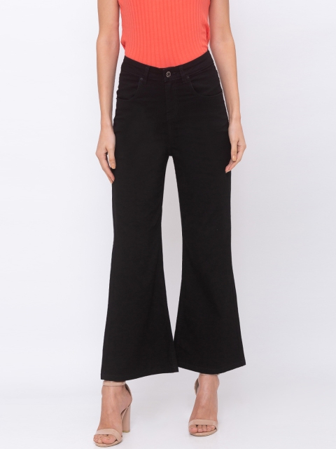 

Globus Women Black Wide Leg Mid-Rise Clean Look Jeans