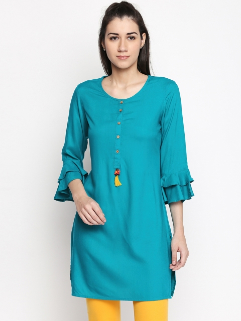 

AKKRITI BY PANTALOONS Women Solid Tunic, Blue
