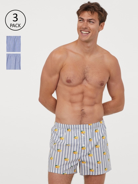 

H&M Men Multicoloured 3-Pack Woven Boxer Shorts, Multi