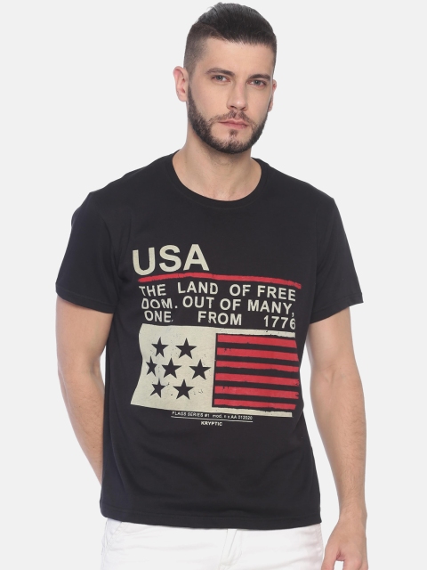

Kryptic Men Black Printed Round Neck T-shirt