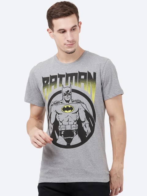 

Free Authority Men Grey Melange Batman Print Round Neck T-shirt