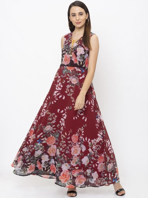

Iti Women Maroon Floral Printed Maxi Dress