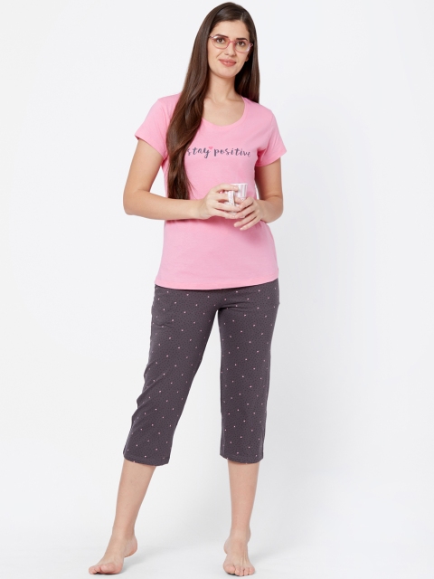 

Juliet Women Pink & Purple Printed Night suit