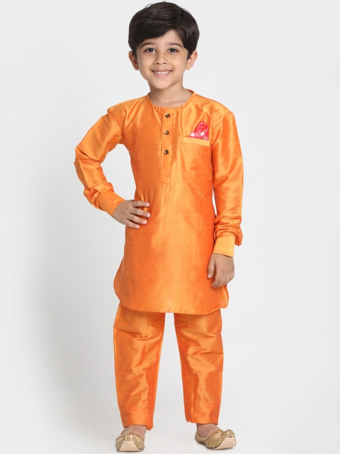

JBN Creation Boys Orange Solid Kurta with Pyjamas