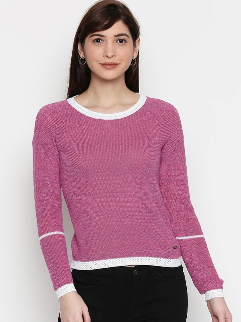 

Manola Women Pink Self Design Pullover Sweater