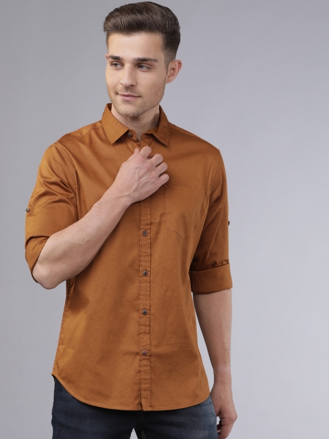 

Ecko Unltd Men Tan Brown Slim Fit Solid Casual Shirt