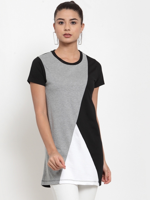 

Kalt Women Grey Melange & White Colourblocked Tunic