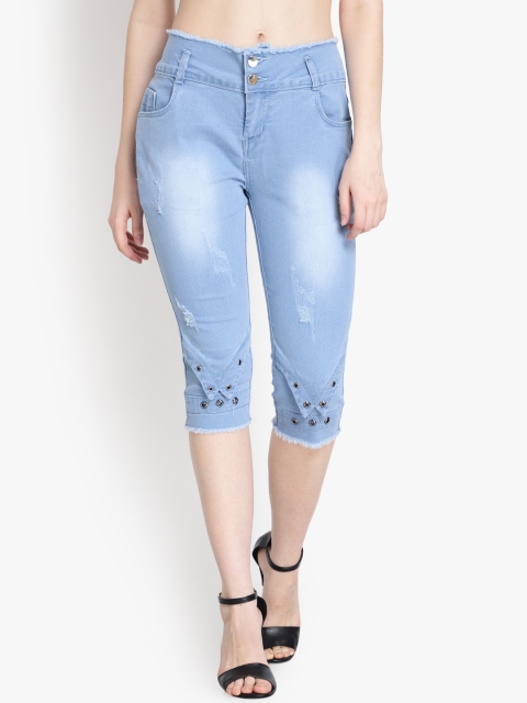 

Perfect Outlet Women Blue Solid Skinny Fit Capris