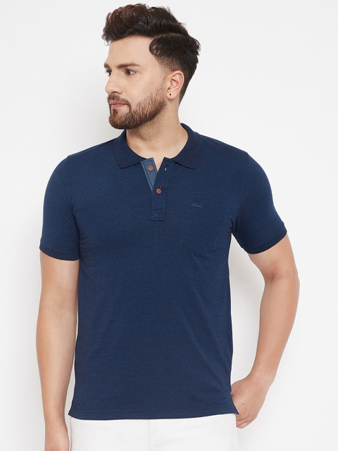 

Adobe Men Navy Blue Solid Polo Collar T-shirt