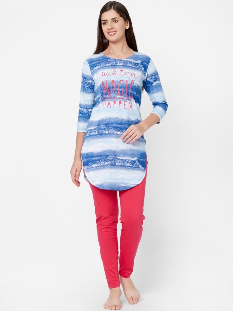 

Juliet Women Blue & Red Striped Night suit