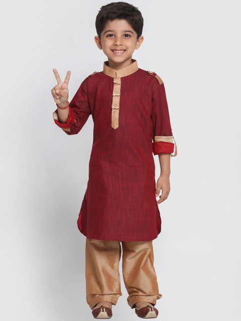 

JBN Creation Boys Maroon & Brown Solid Kurta Set