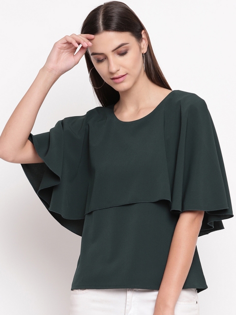 

AKIMIA Women Green Solid Cape Top