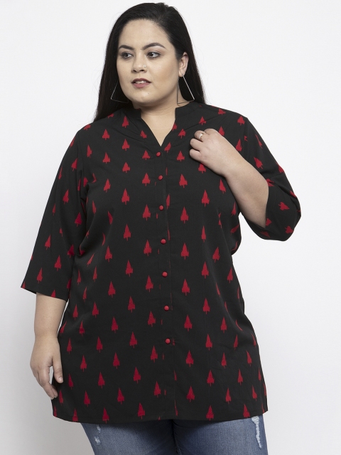 

plusS Women Black & Red Printed Tunic