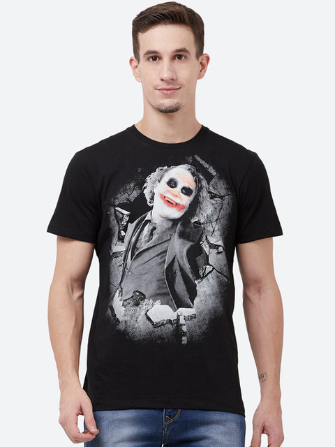 

Free Authority Men Black JOKER Printed Round Neck T-shirt