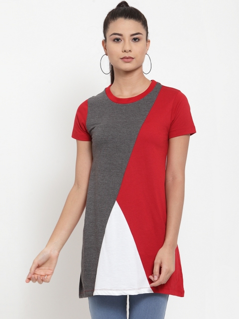 

Kalt Women's Grey & White Colourblocked Tunic