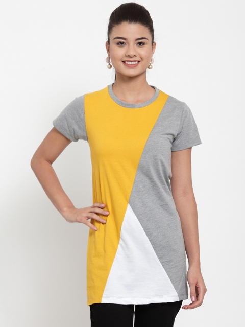 

Kalt Women's Mustard Yellow & Grey Colourblocked Tunic