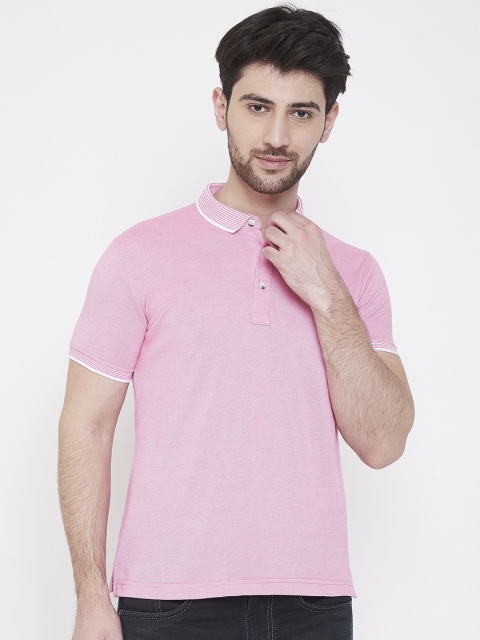 

Duke Men Pink Solid Polo Collar T-shirt