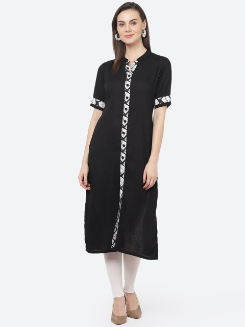 

aayusika Women Black & White Solid A-Line Kurta