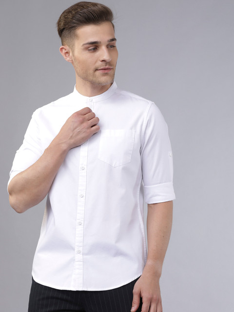 

HIGHLANDER Men White Slim Fit Solid Casual Shirt