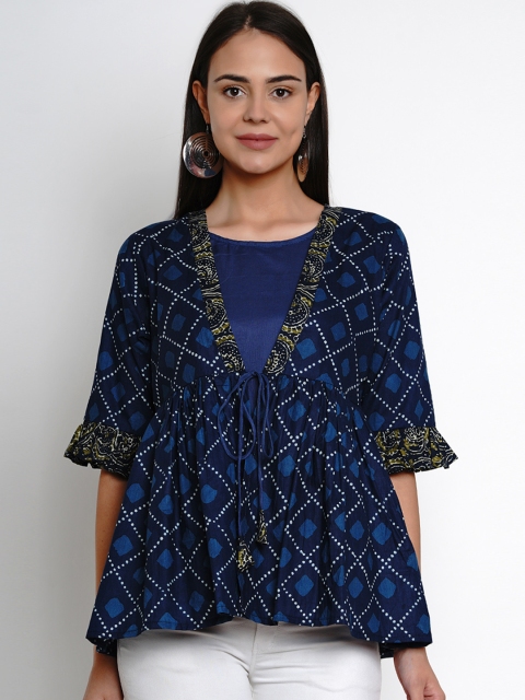 

Bhama Couture Women Blue Printed Top