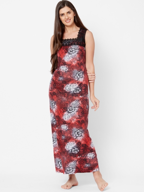 

Juliet Women Red & Black Floral Print Nightdress