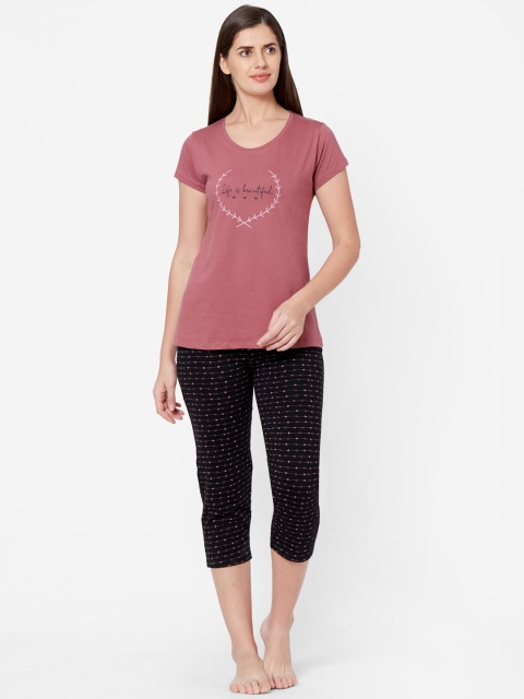 

Juliet Women Pink & Black Printed Night suit