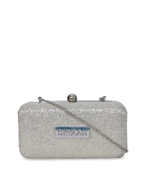 

Diwaah Silver-Toned Embellished Box Clutch