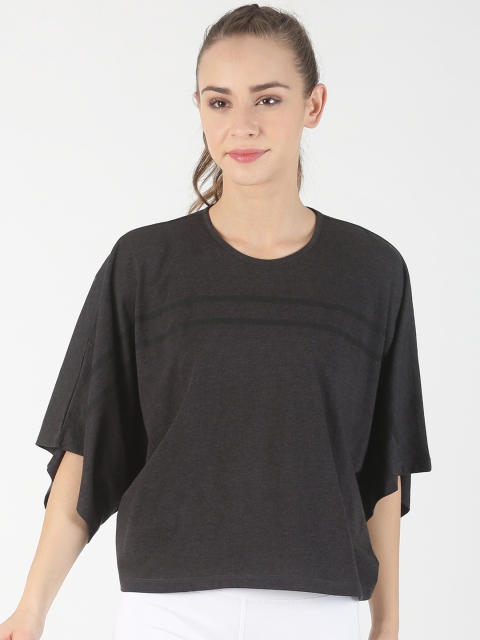 

Soul Space Women Black Solid Kimono Sleeves Boxy Top