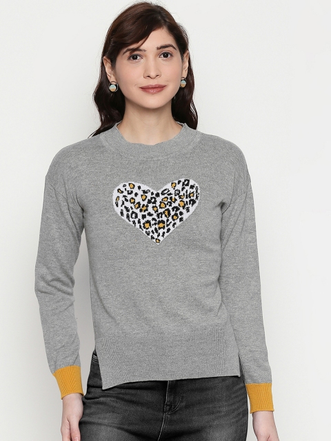 

Manola Women Grey Self Design High-Low Top