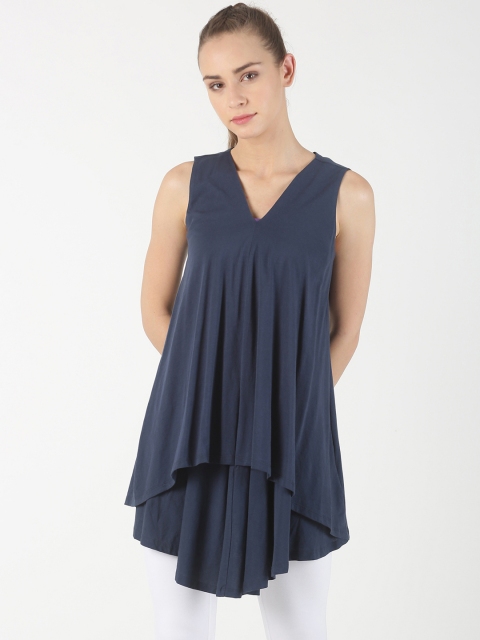 

Soul Space Women Navy Blue Solid A-Line Top