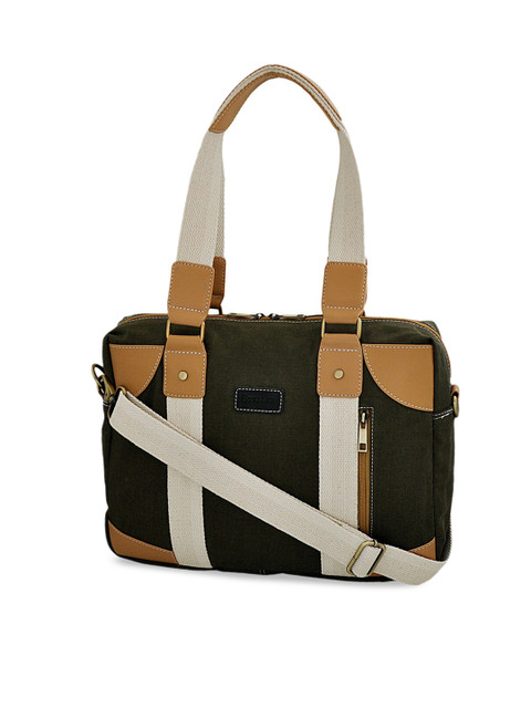 

STELLER Olive Green & Mustard Yellow Colourblocked Handheld Bag