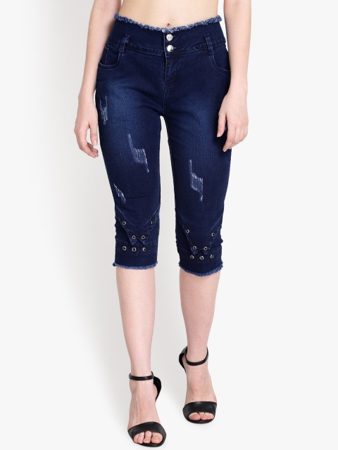 

Perfect Outlet Women Blue Solid Skinny Fit Capris
