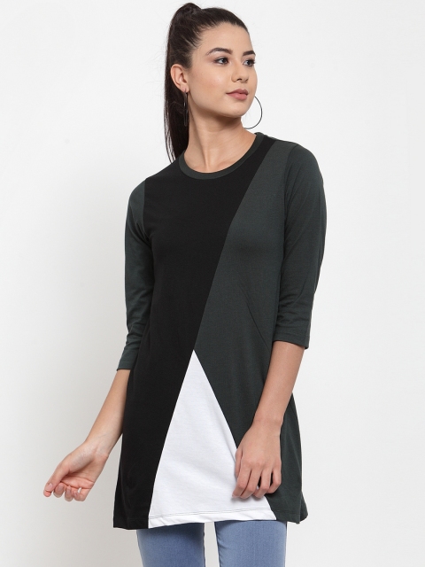

Kalt Women Green & Black Colourblocked Tunic
