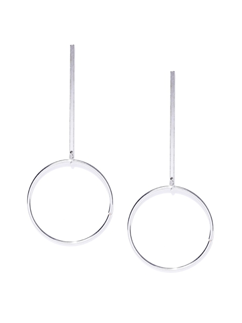

Bellofox Silver-Toned Circular Drop Earrings