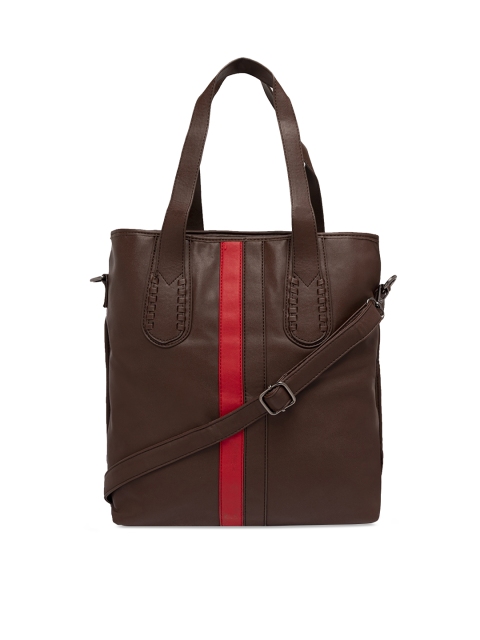 

Satchel Bags Brown & Red Colourblocked Handheld Bag